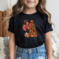 Girls Christmas T-Shirt – Festive Christmas Girl & Tree Kids T-Shirt – Cute Christmas Tee