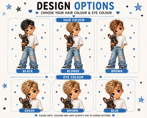 Boy & French Bulldog Kids Long Sleeve T-Shirt | Frenchie Dog Lover Top