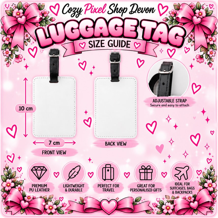 Personalised Travel Girl Luggage Tag – Pink Suitcase Bag Tag, Custom Name Holiday Accessory