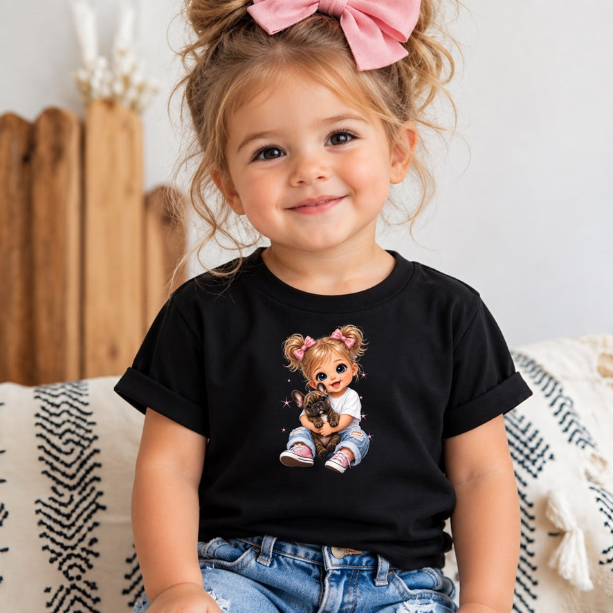 Baby Girl & French Bulldog Toddler T-Shirt