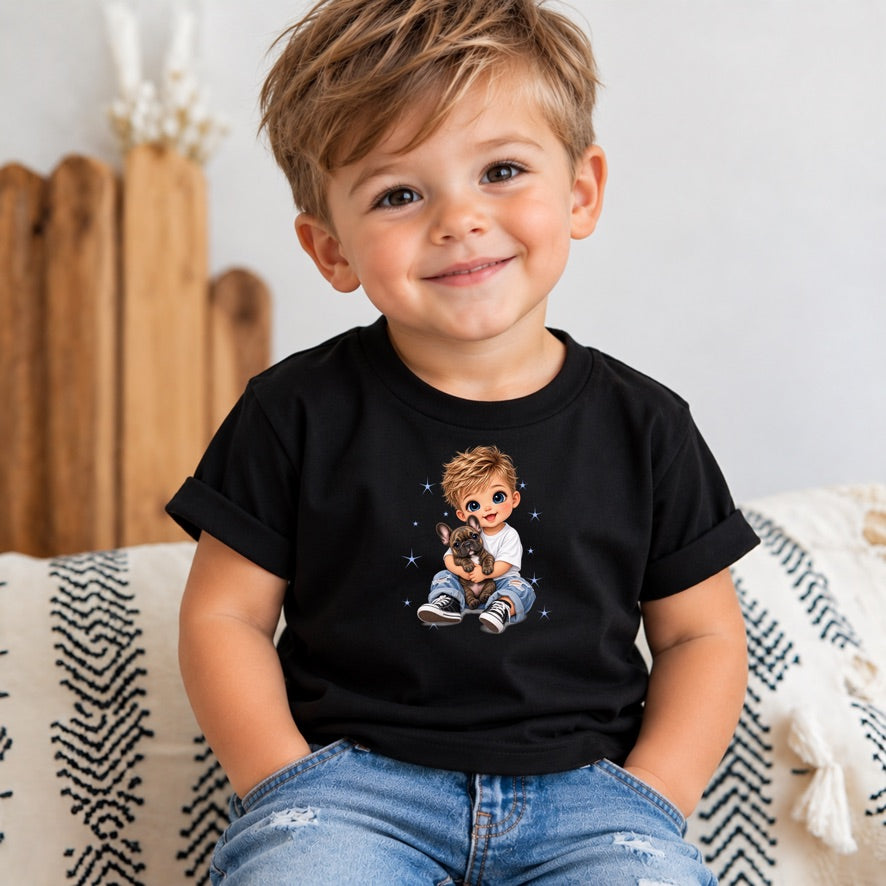 Baby Boy & French Bulldog Toddler T-Shirt