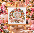 Personalised Christmas Memorial Photo Ceramic Tile with Wooden Display Stand – In Our Hearts at Christmas