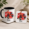 Personalised Postman Mug & Coaster Set | Custom Name Postal Worker Gift | Postie Thank You Gift
